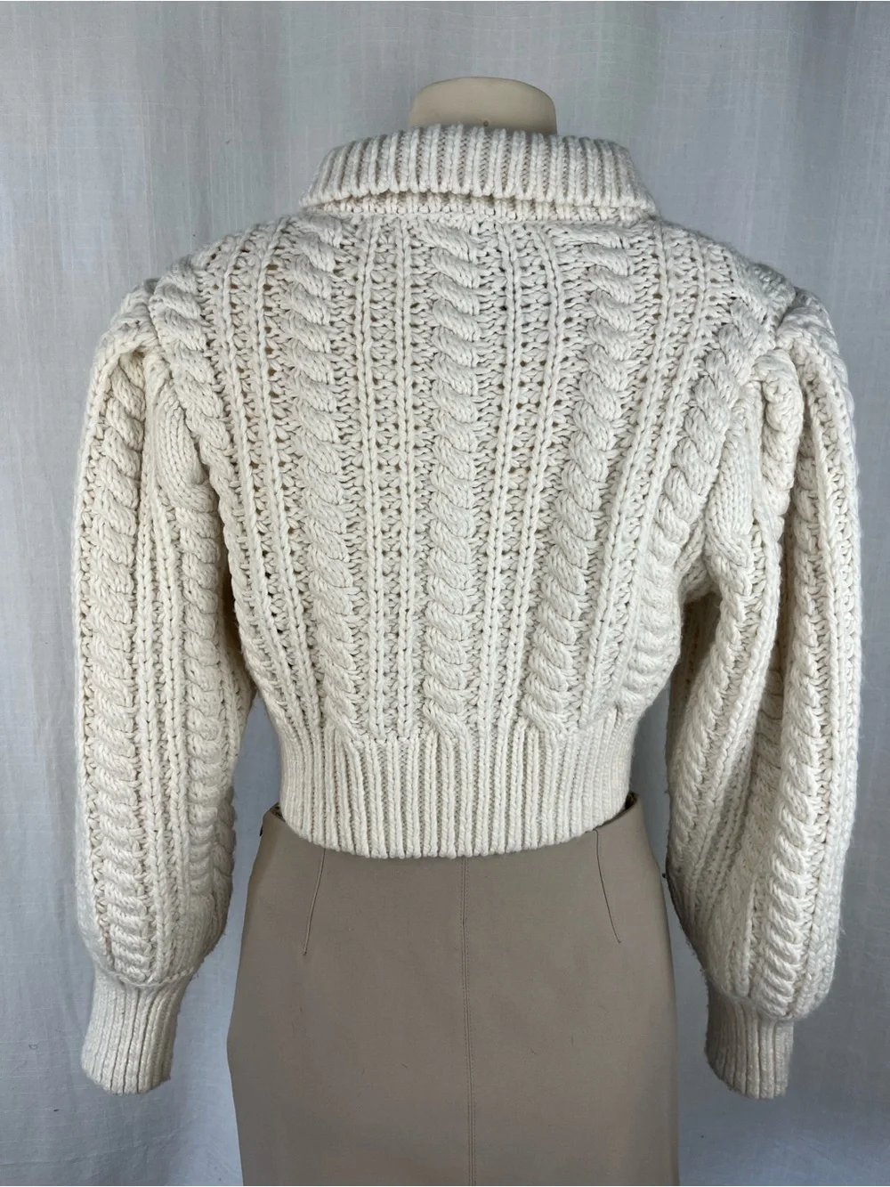 Zara Cream Cable-Knit Cropped Turtleneck Sweater - Picture 7 of 7